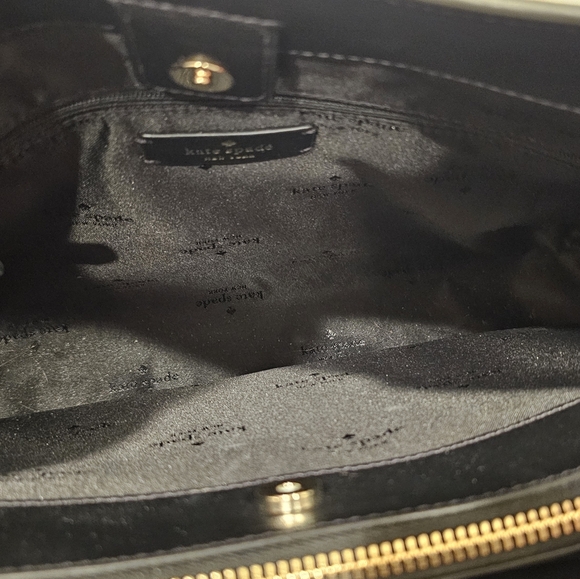 NWOT Kate Spade Lena Large Triple Compartment Black Pebbled Leather Shoulder Bag - Picture 7 of 12